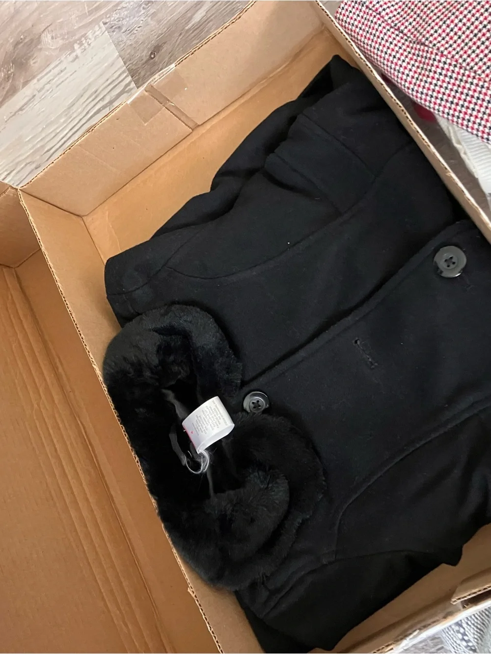 Gymboree Black Pea Coat with Faux-Fur Collar